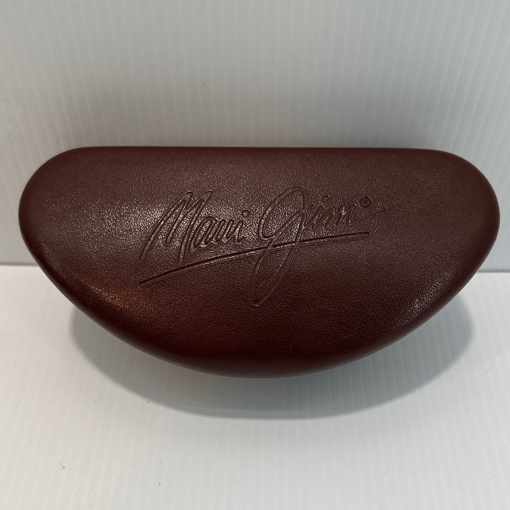 Maui Jim Embossed Leather Sunglasses Case in Deep Brown